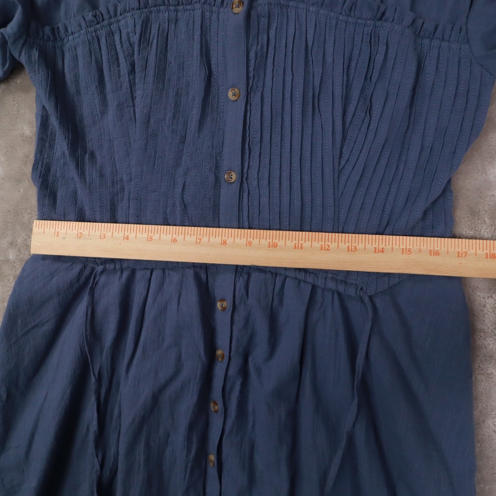Pilcro Anthropologie Corset Midi Shirt Dress Women's Large Blue Prairie Peasant - Picture 9 of 12